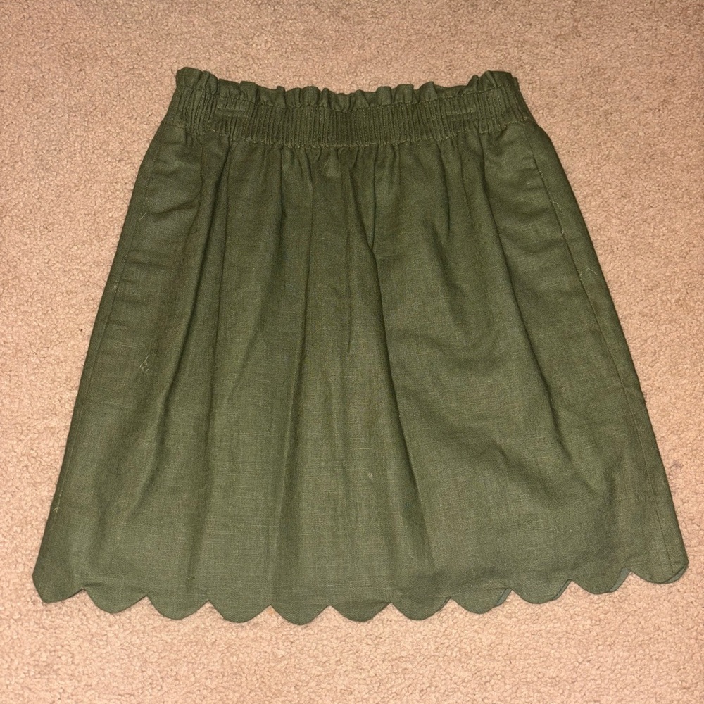 J. Crew Forest Green Scalloped Mini Skirt